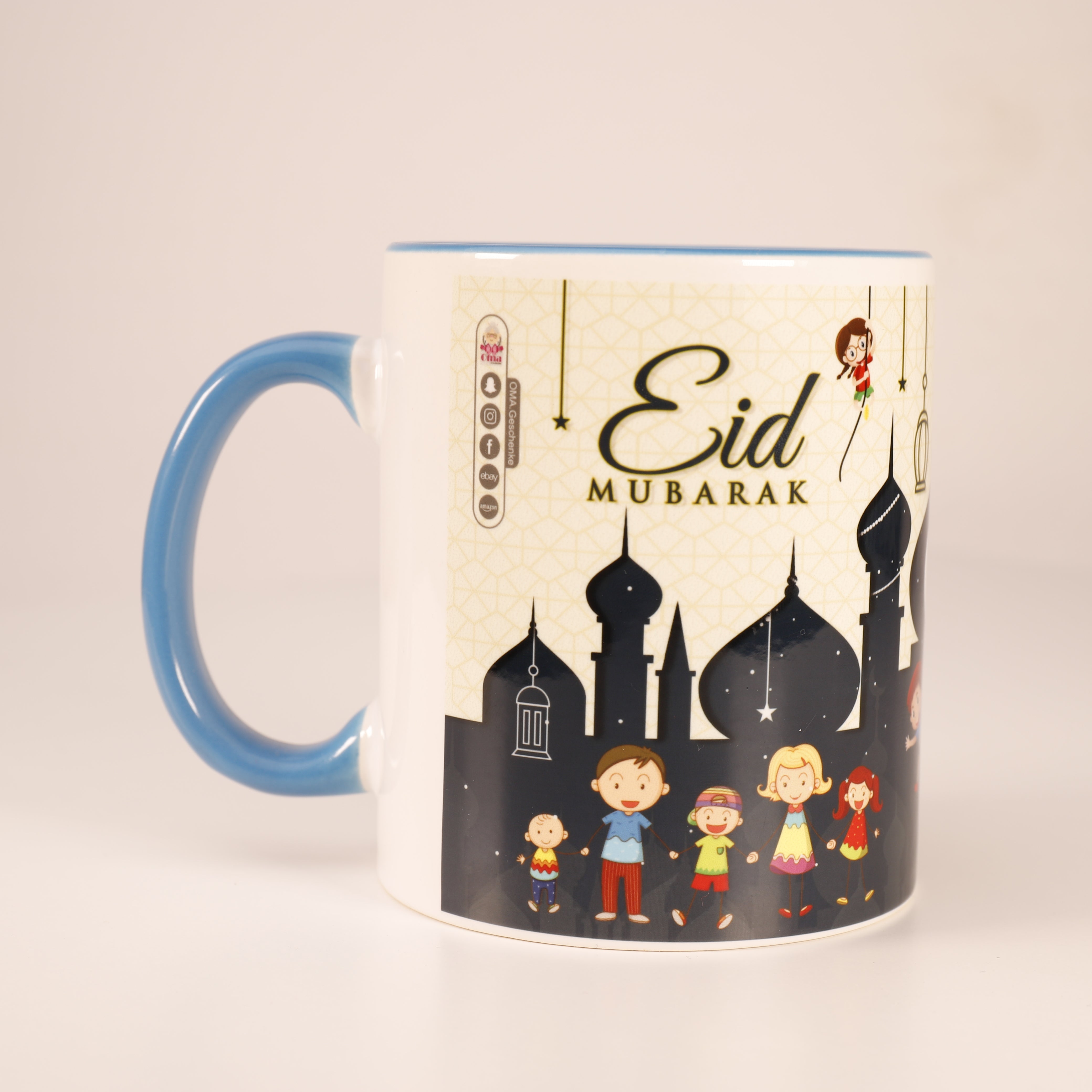 Eid Mubarak Tassen, Tassendruck, Tasse mit Eid Motiv, Keramik Kaffeetasse 300ml.