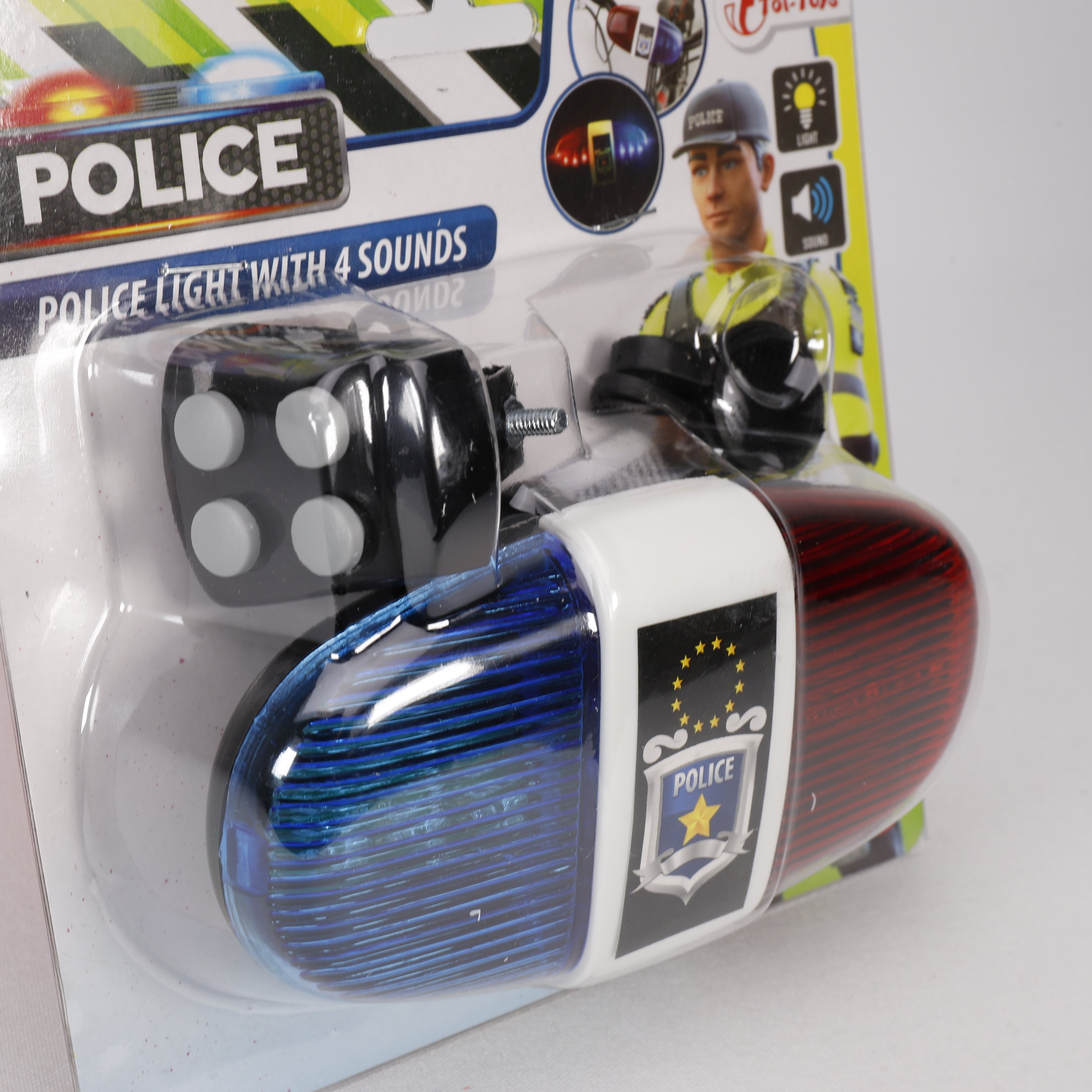 Toi-Toys 55008A - Fahrradlampe Polizei mit Sirene und Blaulicht