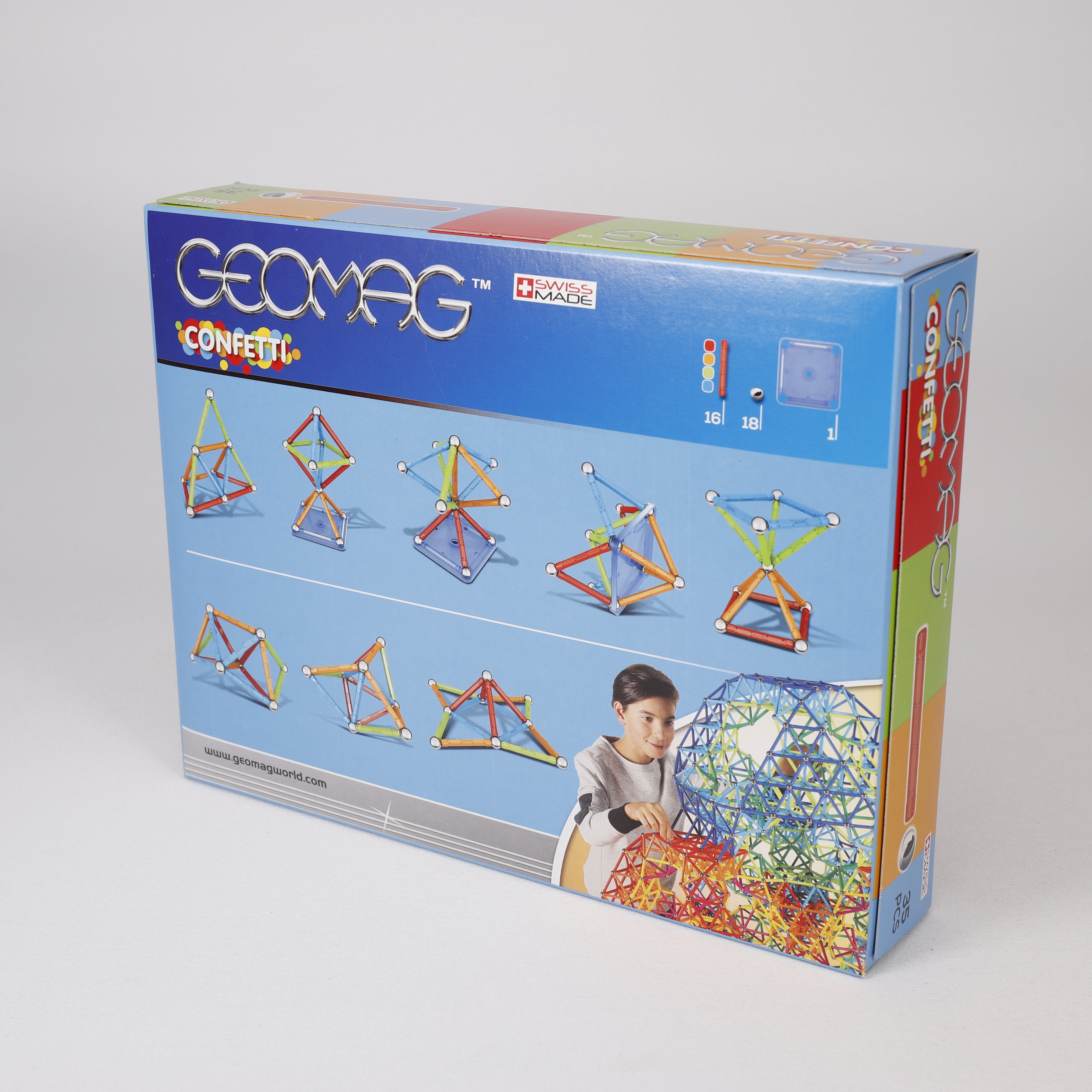 Geomag, Confetti, 35 Magnetbausteine 21x27cm, Lernspiele, Spielzeug, Swiss Made.