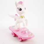 Lade das Bild in den Galerie-Viewer, Schwebeboard Scooter Mädchen Puppe LED &amp; Musik, Horse Auto rosa Kinderspielzeug
