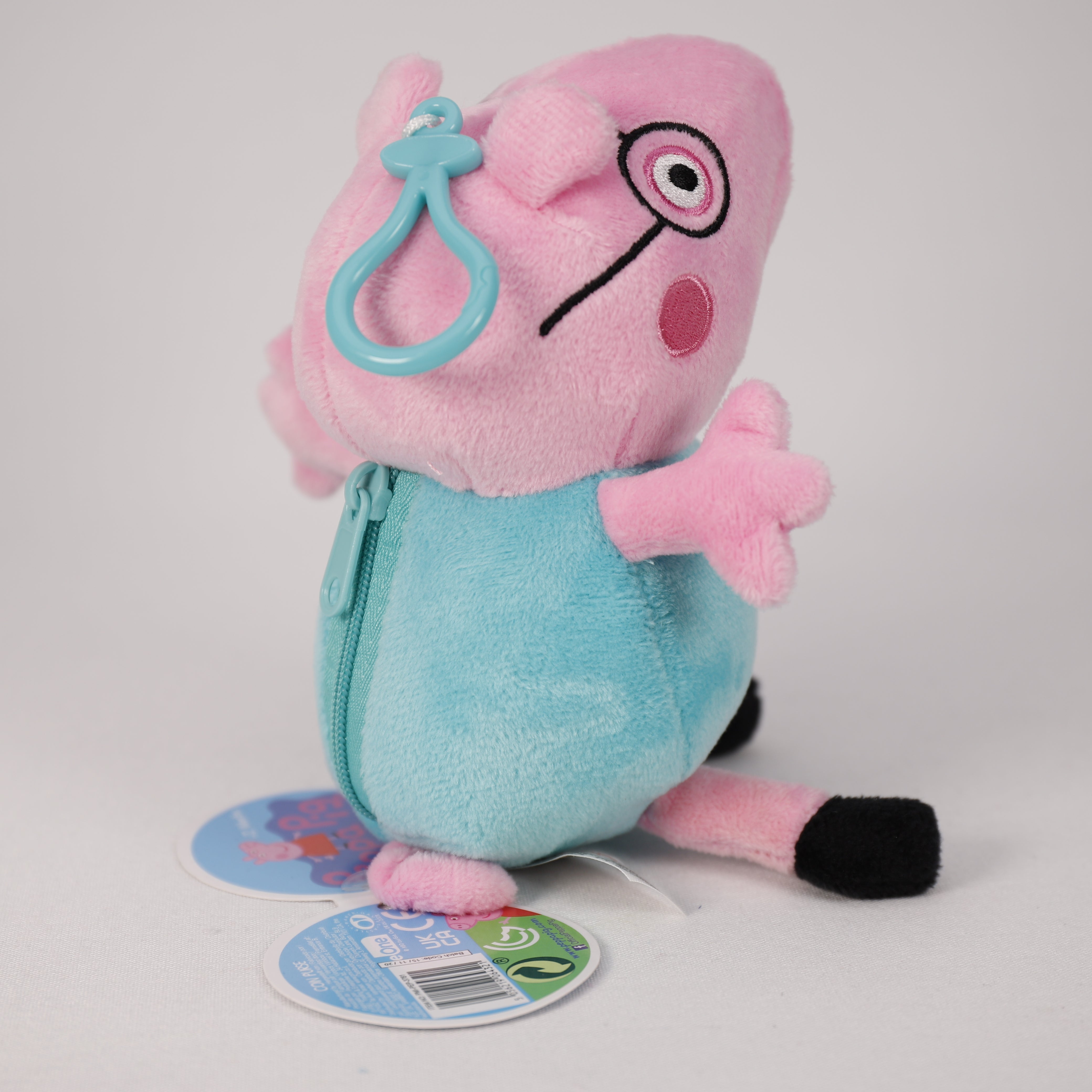 Peppa Pig Plüsch, Sortiert 14 cm, Taschenclip, Geldbörse, Spielzeug, Plüschtier