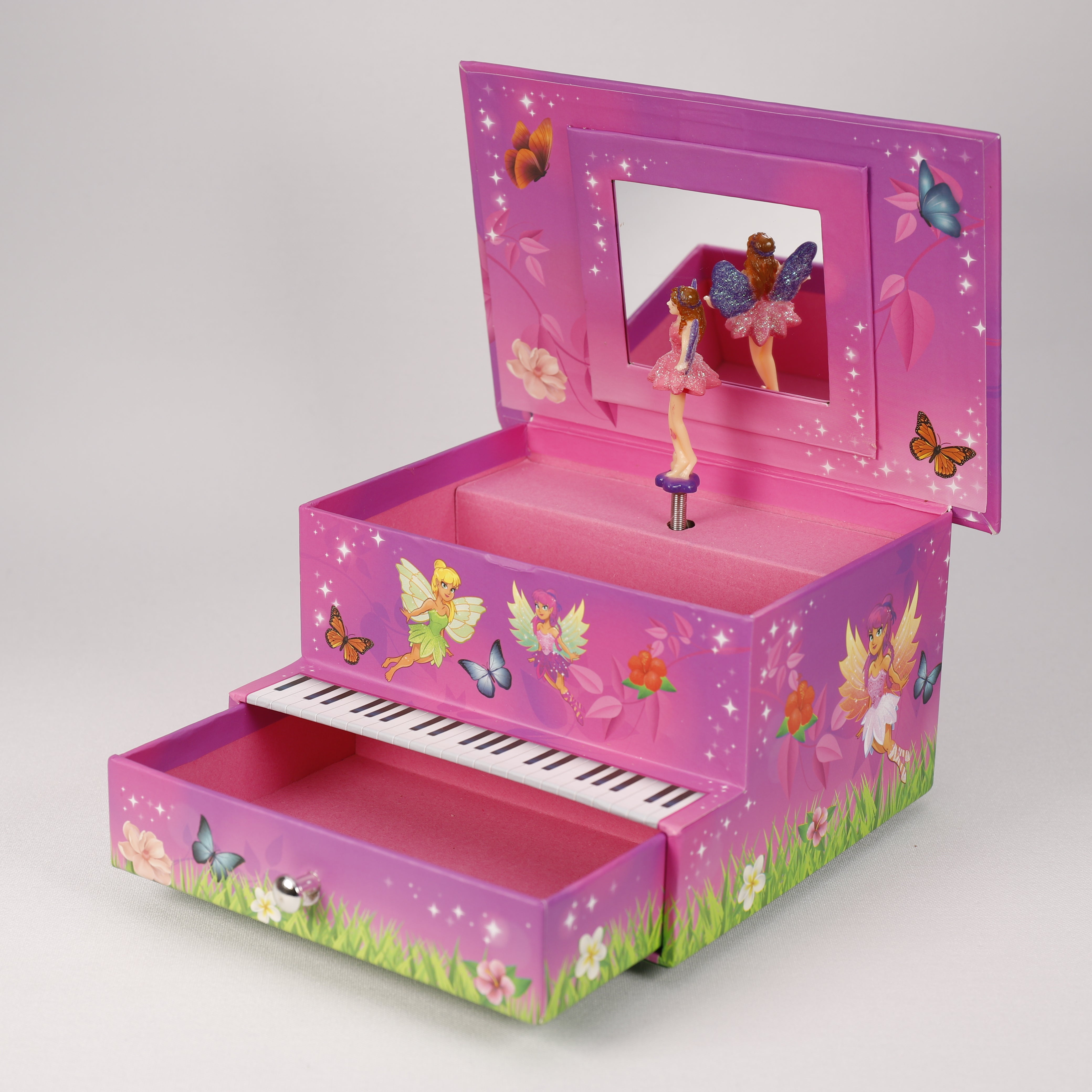 Fairies Klavier mit Schublade, Rosa Schmuckkästchen mit Prinzessin, TOP Spielzeug