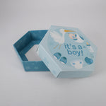 Lade das Bild in den Galerie-Viewer, 100 x Gastgeschenke Geschenkbox Babyparty Baby Junge Taufe Geburt 9,5 x 3 cm Blau.
