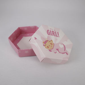 25 x Gastgeschenke Geschenkbox Babyparty Baby Mädchen Taufe Geburt 9,5 x 3 cm Roza.
