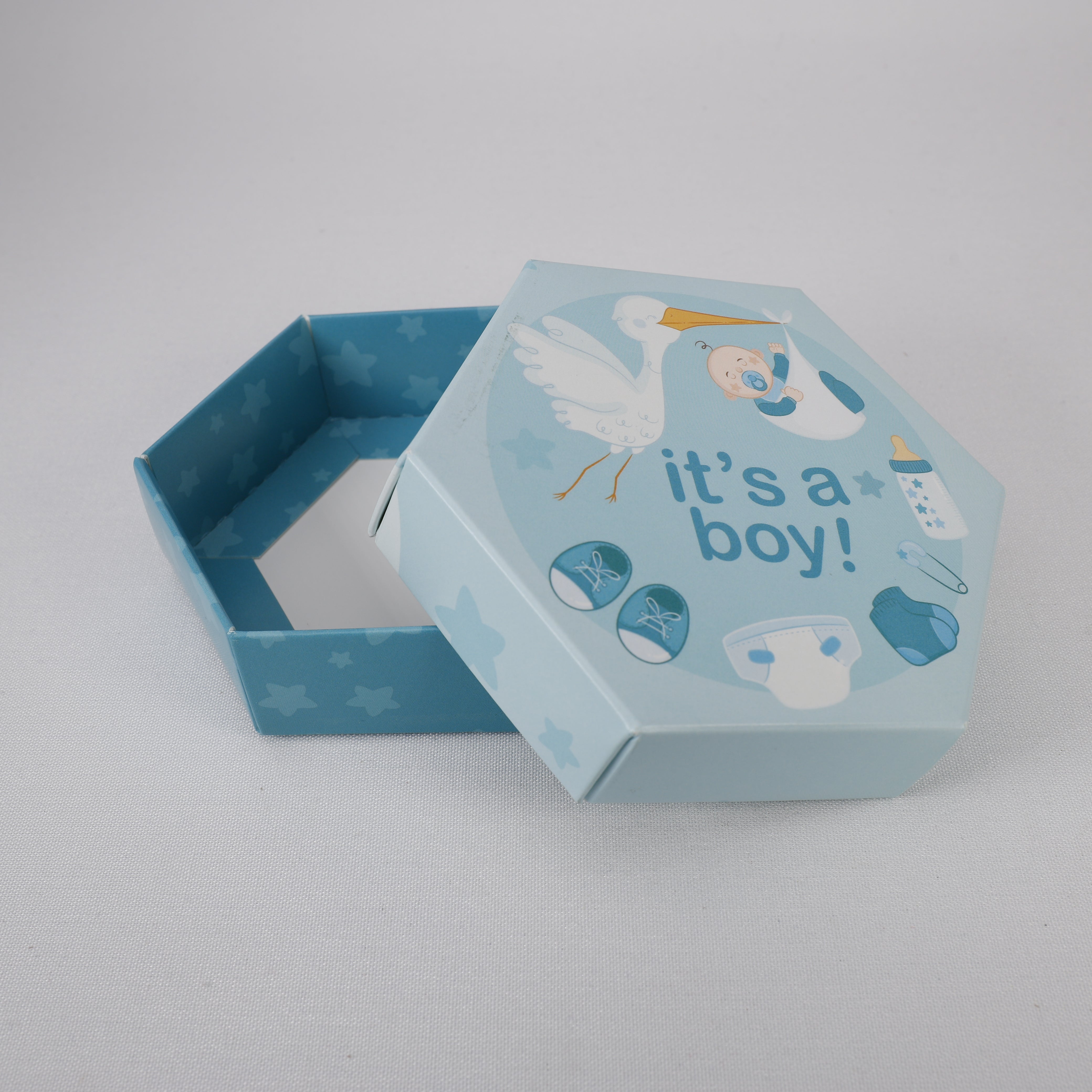 100 x Gastgeschenke Geschenkbox Babyparty Baby Junge Taufe Geburt 9,5 x 3 cm Blau.