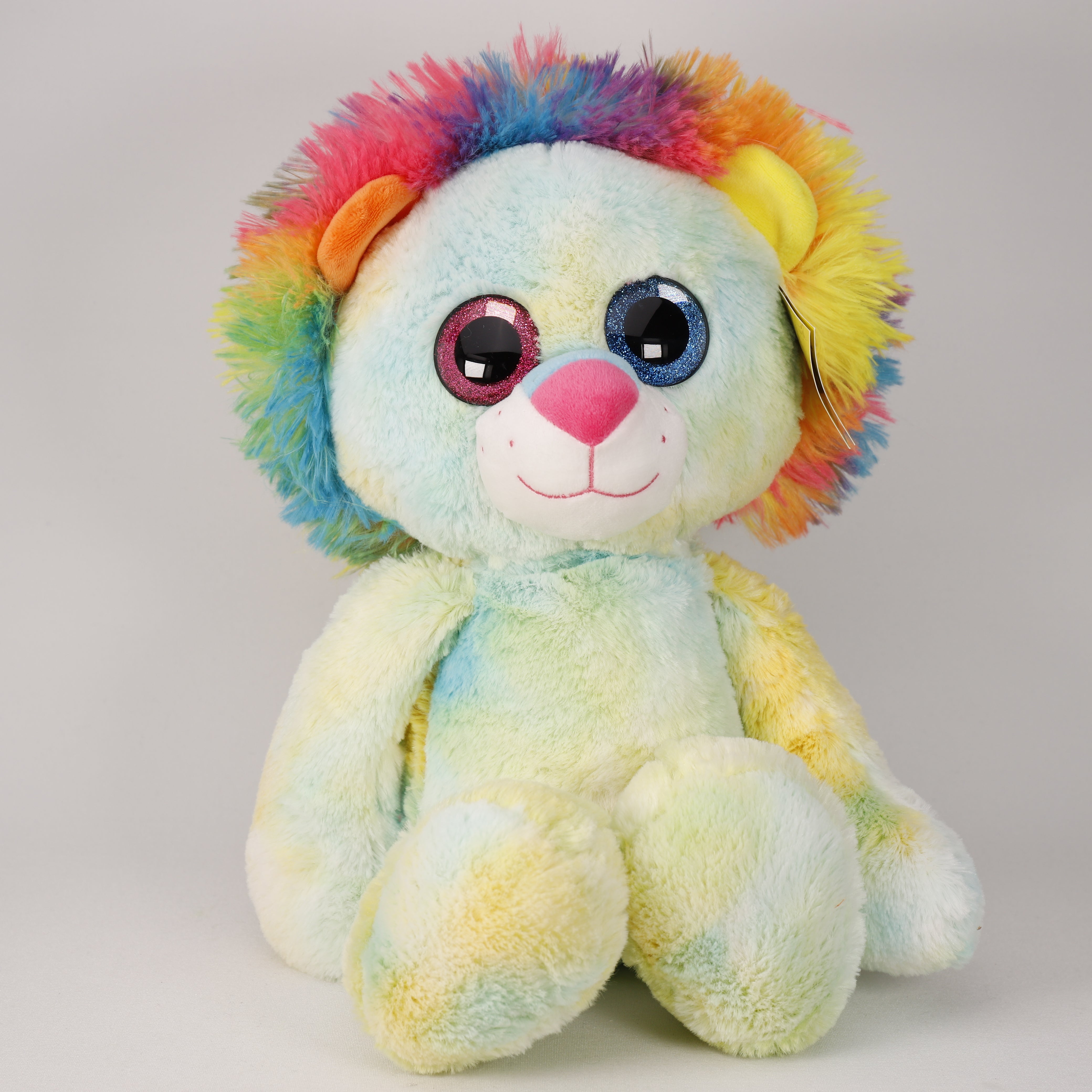 Löwe, Plüschtier 32 cm, Glitter, Große Augen, Spielzeug, Bunt, Super Weich, Sunkid