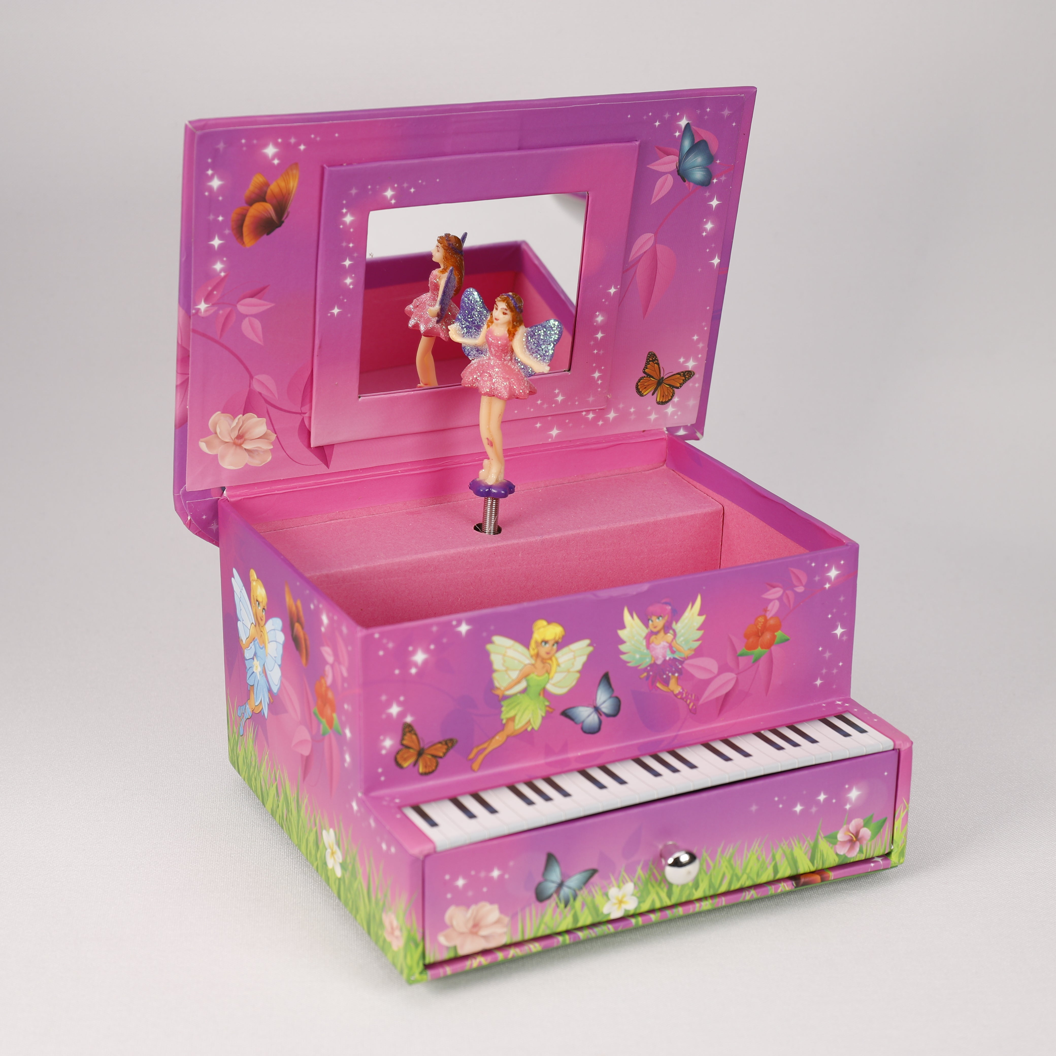Fairies Klavier mit Schublade, Rosa Schmuckkästchen mit Prinzessin, TOP Spielzeug