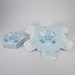 100 x Gastgeschenke Geschenkbox Babyparty Baby Junge Taufe Geburt 9,5 x 3 cm Blau.