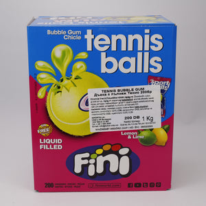 Fini Tennisballs, Kaugummi, Lemon, Flüssig Gefüllt, Halal, Süßigkeiten, 200 Stk. 1kg.
