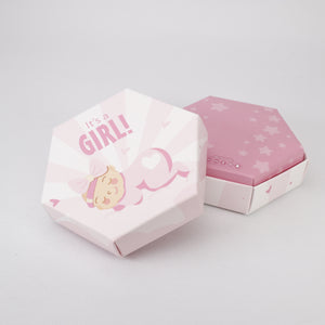 100 x Gastgeschenke Geschenkbox Babyparty Baby Mädchen Taufe Geburt 9,5 x 3 cm Roza.