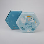 Lade das Bild in den Galerie-Viewer, 100 x Gastgeschenke Geschenkbox Babyparty Baby Junge Taufe Geburt 9,5 x 3 cm Blau.
